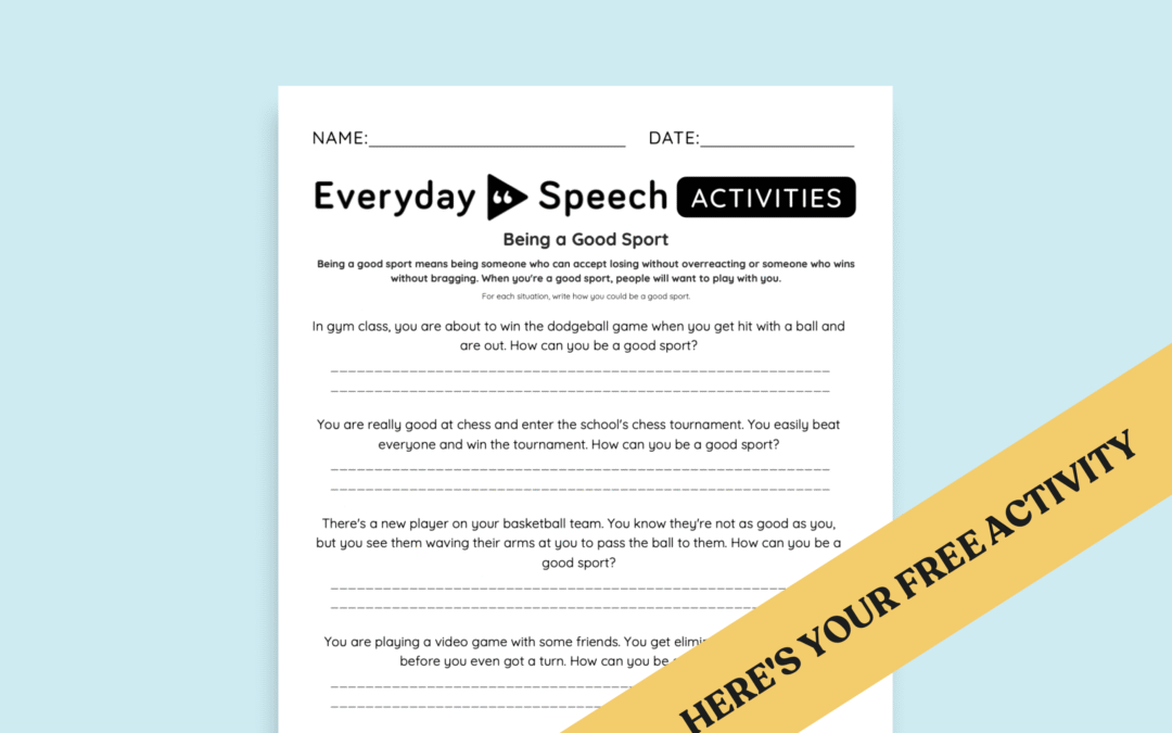 High School Play Skills Worksheet: Being a Good Sport